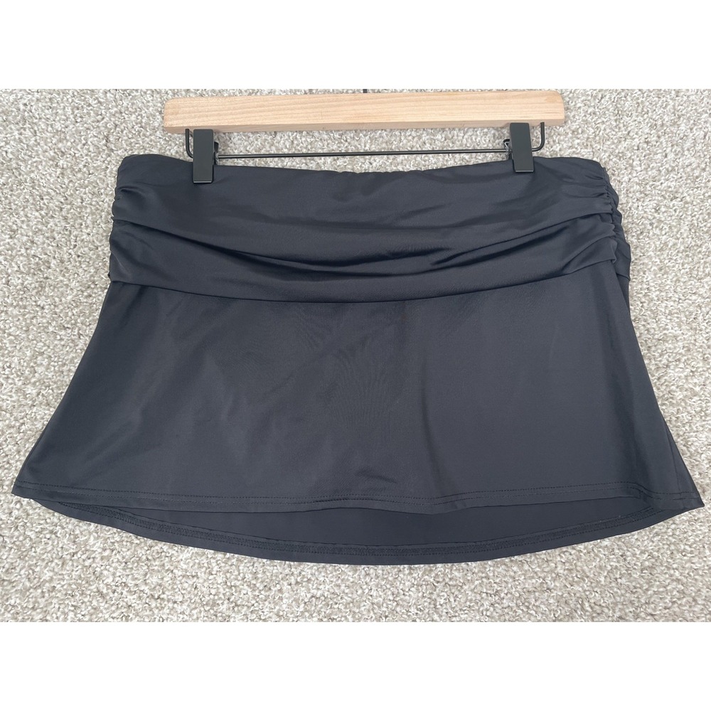 Title Nine Womens Paddle Board Black Swim Skirt Sz Large UPF 50 Built in Brief